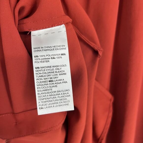 Chicos Shirt Size 3 Womens16/18 Red Button Up Epaulette Shoulder Flap Blouse Top - Picture 7 of 8